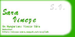 sara vincze business card